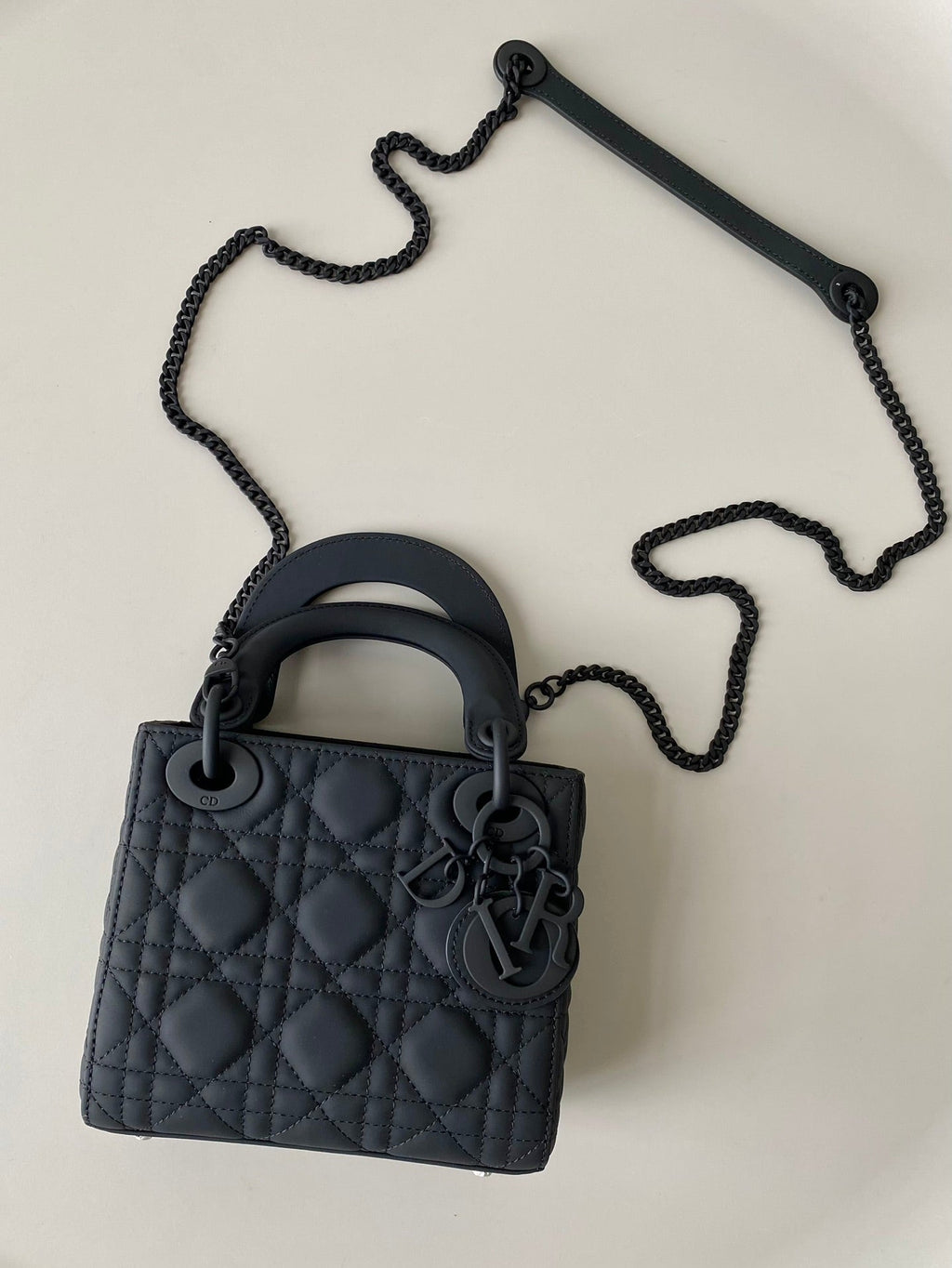 DIOR MINI LADY 17 MY ABC ALL BLACK LAMBSKIN