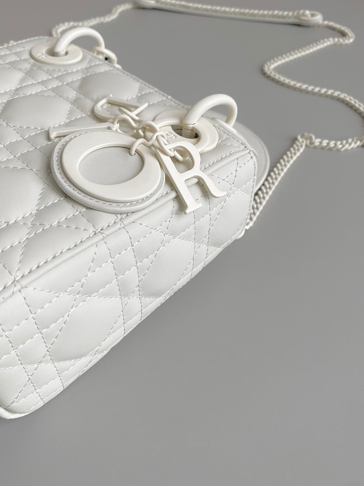 DIOR MINI LADY 17 MY ABC WHITE LAMBSKIN