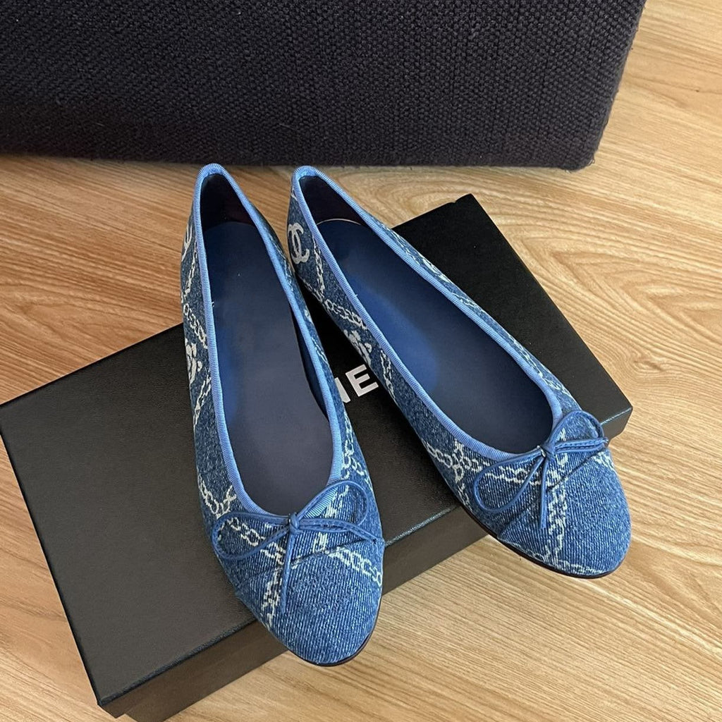 CHANEL ballet flats blue denim