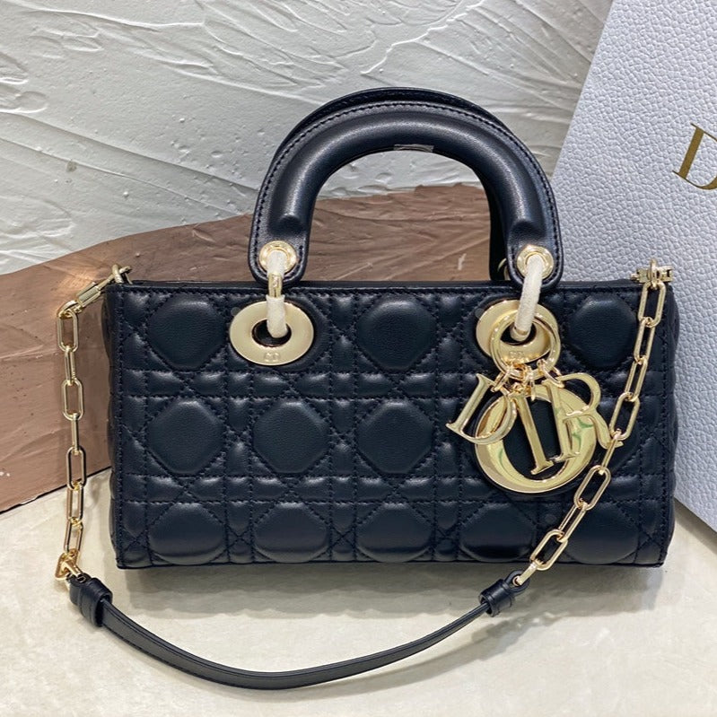 DIOR SMALL LADY D-JOY 22 BLACK LAMBSKIN