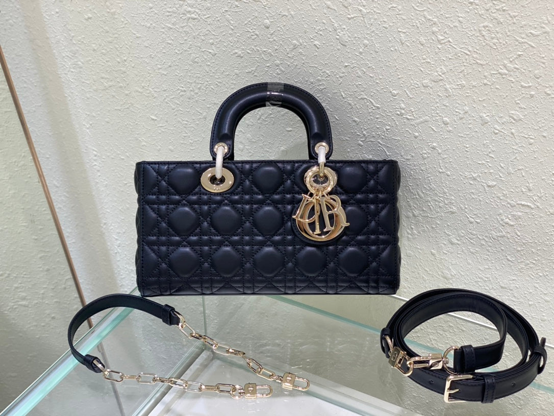 DIOR MEDIUM LADY D-JOY 26 BLACK LAMBSKIN