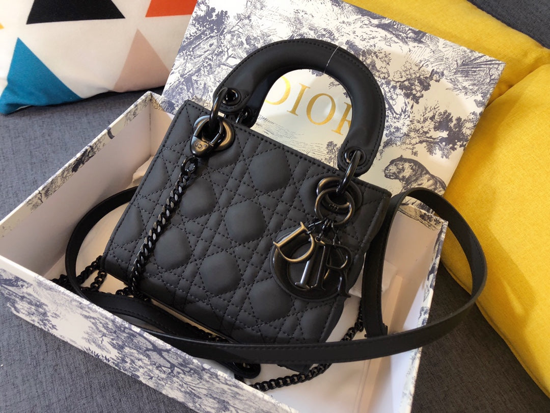 DIOR MINI LADY 17 BAG IN BLACK CALFSKIN