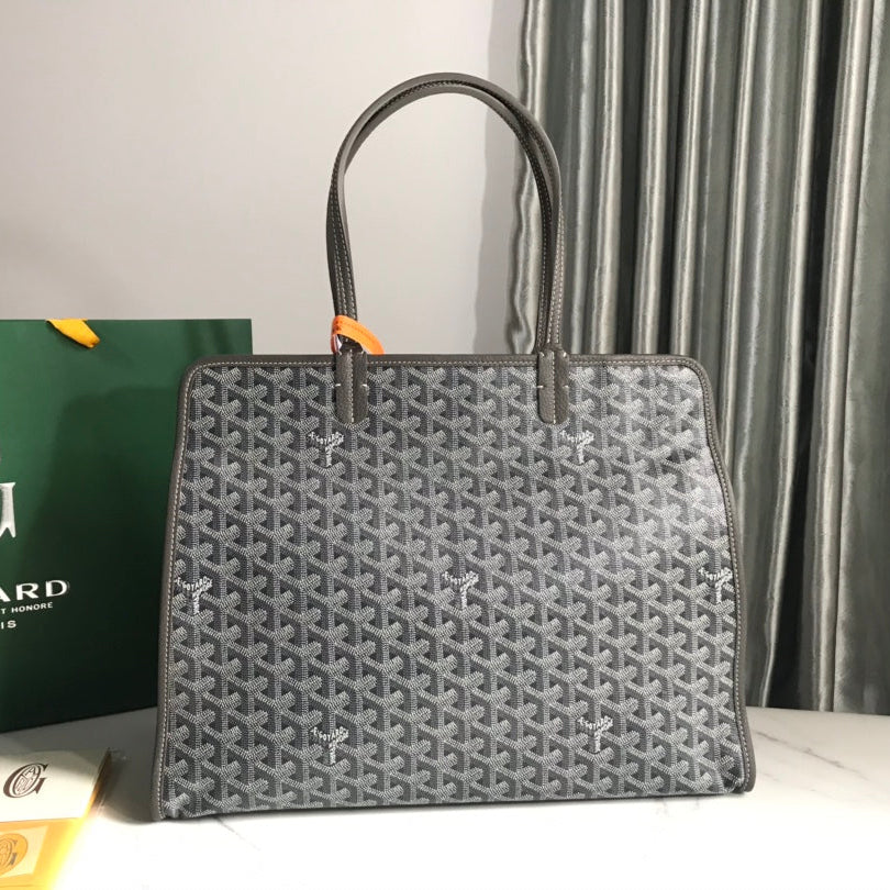 HARDY PM BAG 40 IN GRAY GOYARDINE CANVAS AND TAURILLON LEATHER TRIM