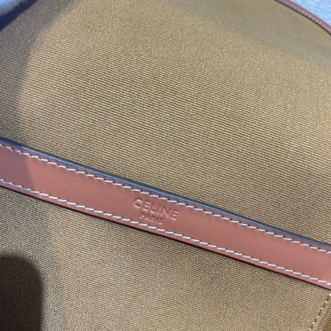CELINE FOLCO BAG 18 BLACK IN TRIOMPHE CANVAS AND CALFSKIN