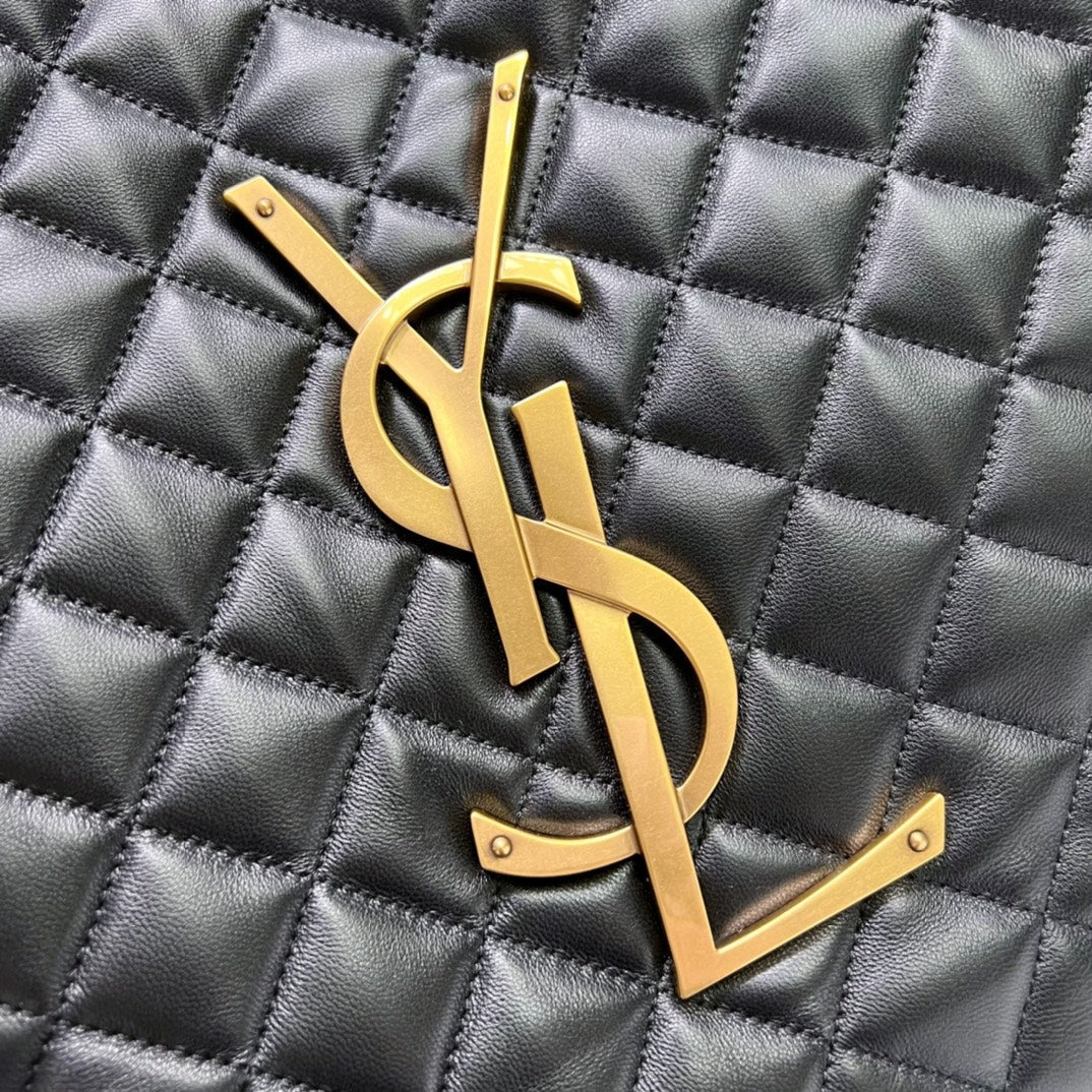 ICARE 58 MAXI SHOPPING BAG IN BLACK LAMBSKIN GOLD-TONE METALLIC