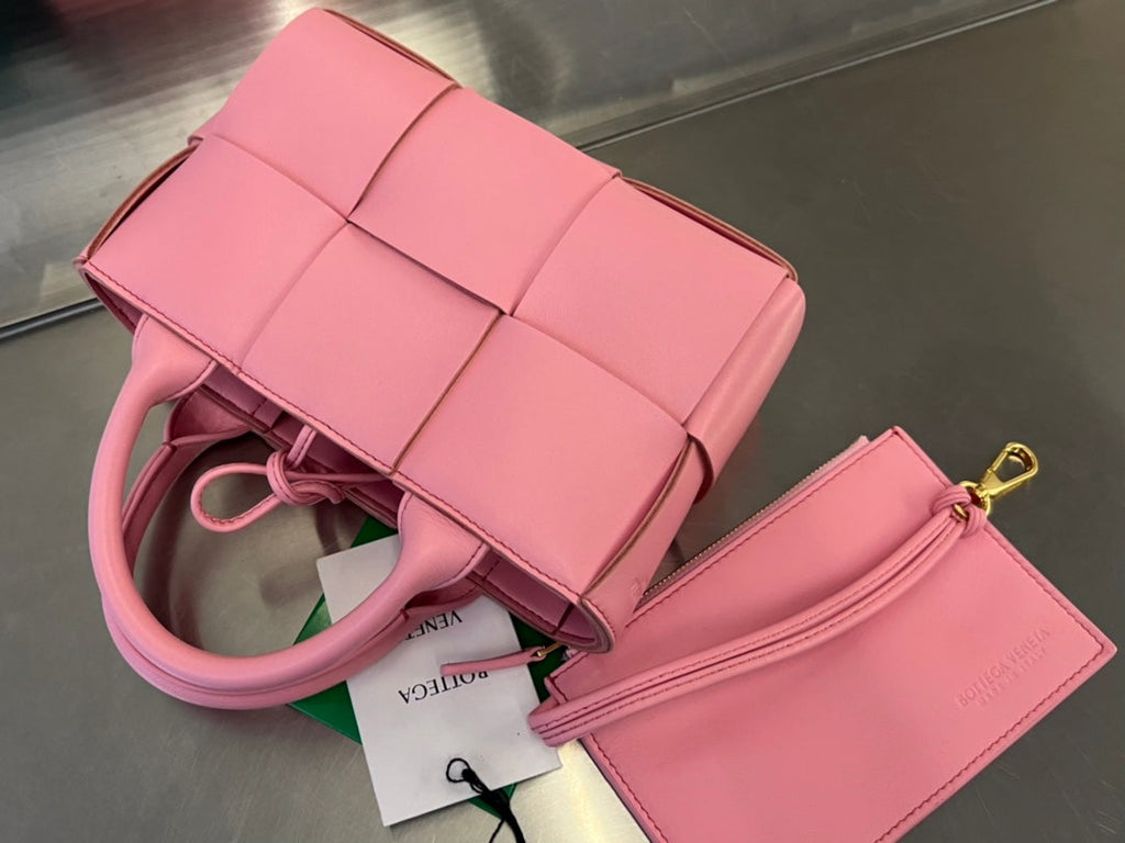 BOTTEGA VENETA CANDY ARCO TOTE 20 IN BLUSH PINK CALFSKIN