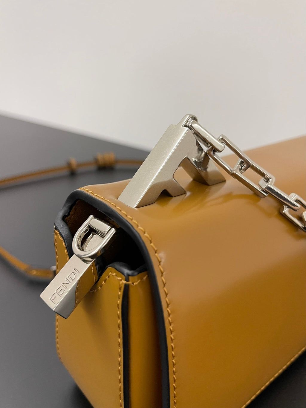 FENDI MINI FIRST SIGHT 23 BAG IN COPPER BROWN CALFSKIN WITH SILVER HARDWARE