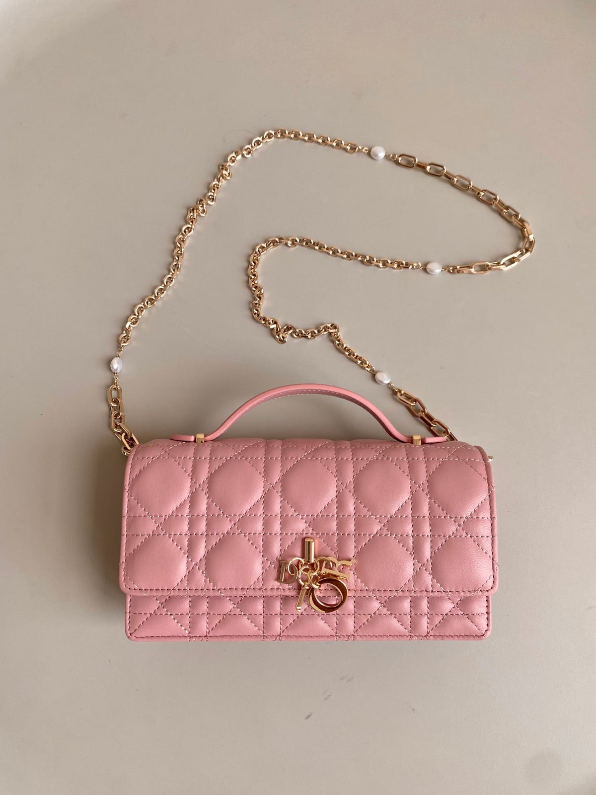 DIOR LADY 21 CHAIN BAG IN HOT PINK LAMBSKIN