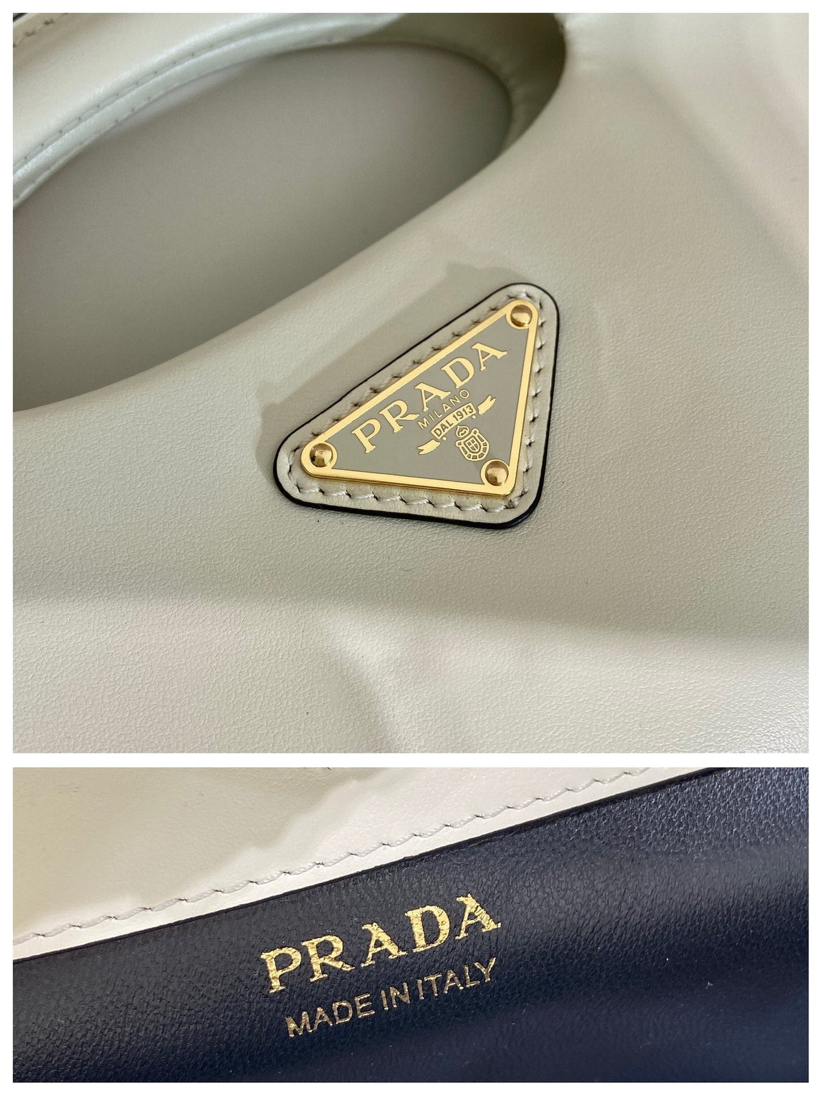 PRADA DUMPLING BAG 30 IN WHTE CALFSKIN