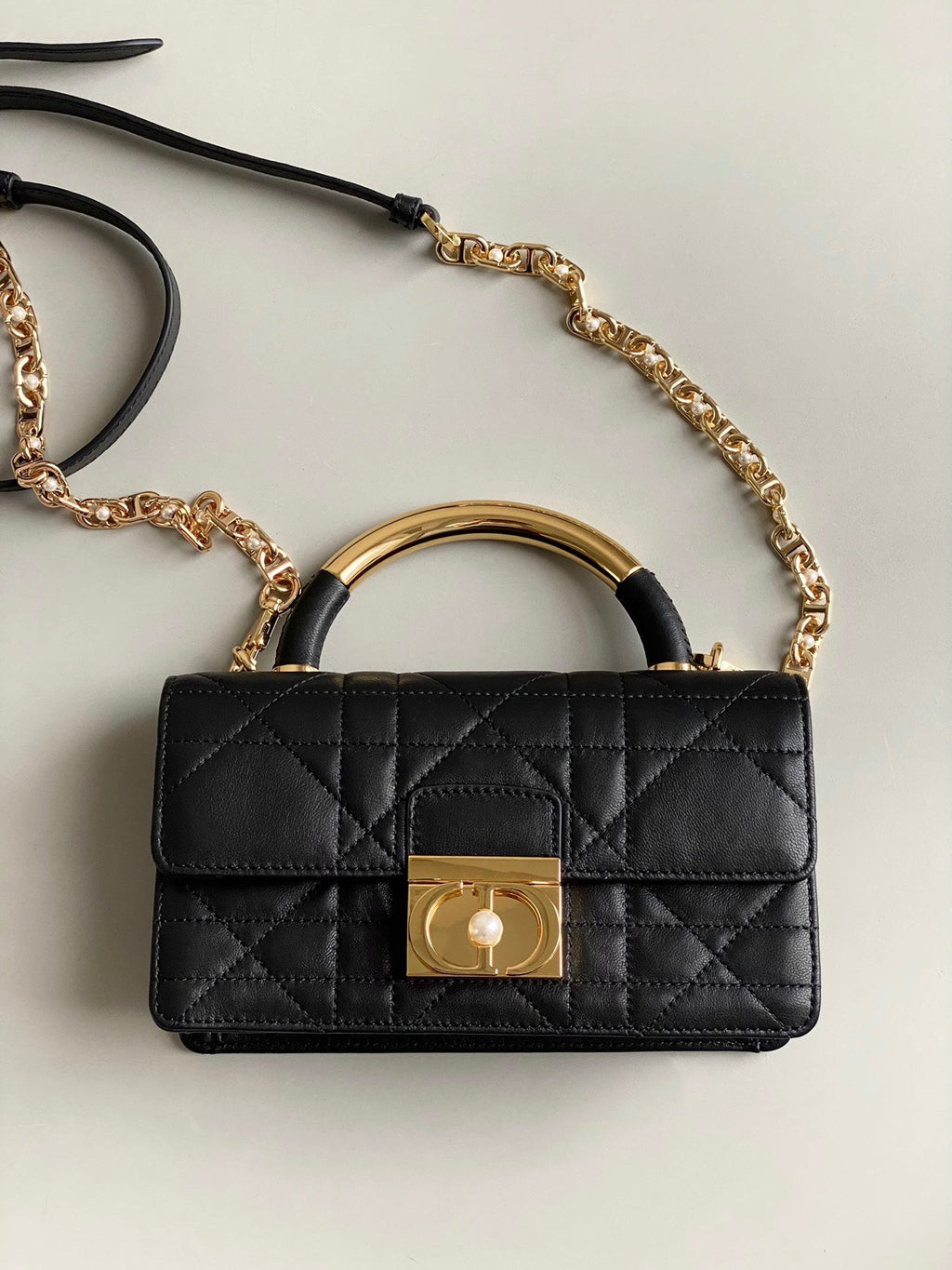 DIOR MINI ANGE 20 BAG IN BLACK CALFSKIN