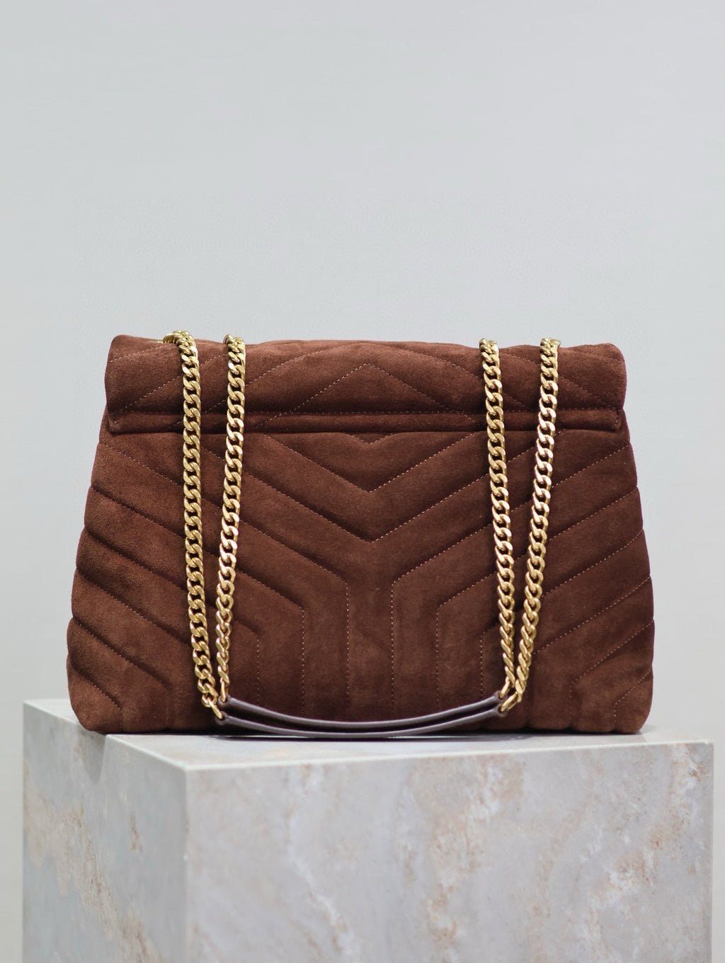 LOULOU 32 IN BROWN SUEDE CALFSKIN GOLD HARDWARE