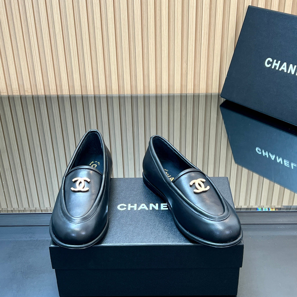 CHANEL 25S TEDDY LOAFER 15MM IN BLACK CALFSKIN GOLD HARDWRE