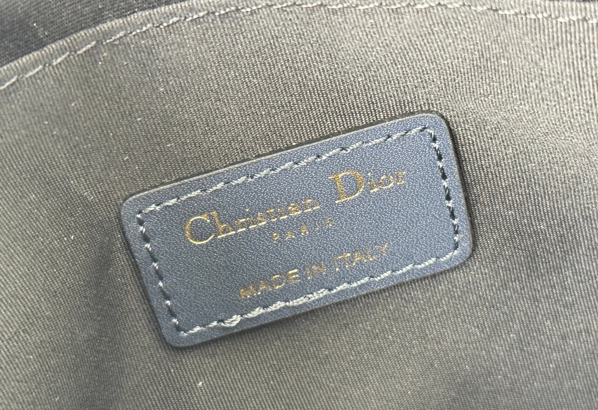 DIOR 25S 30 MONTAIGNE CLUTCH BAG 24 IN BLUE  OBLIQUE JACQUARD