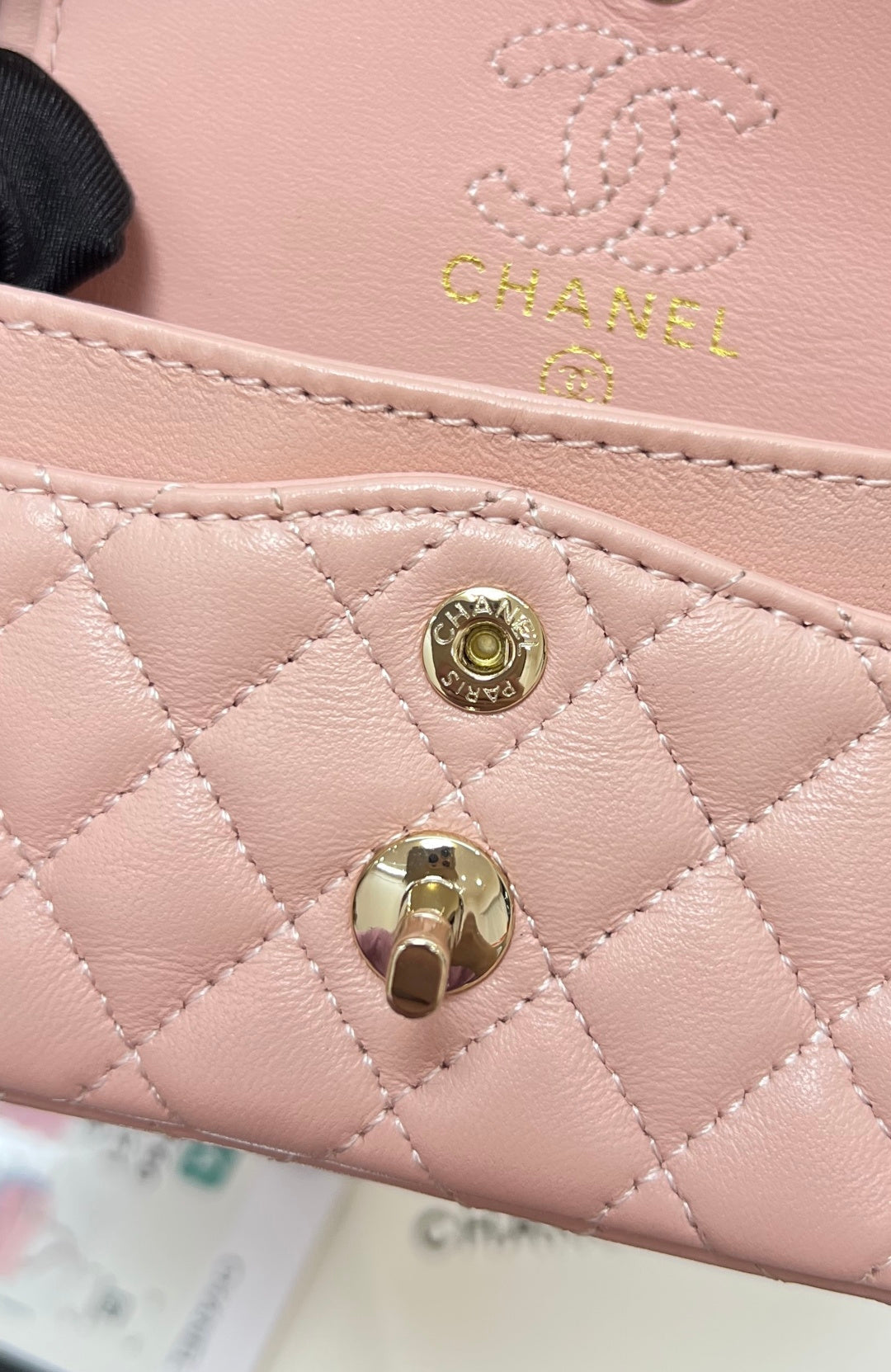 CHANEL 25S FLAP CHARM BAG 13 IN PEACH PINK LAMBSKIN