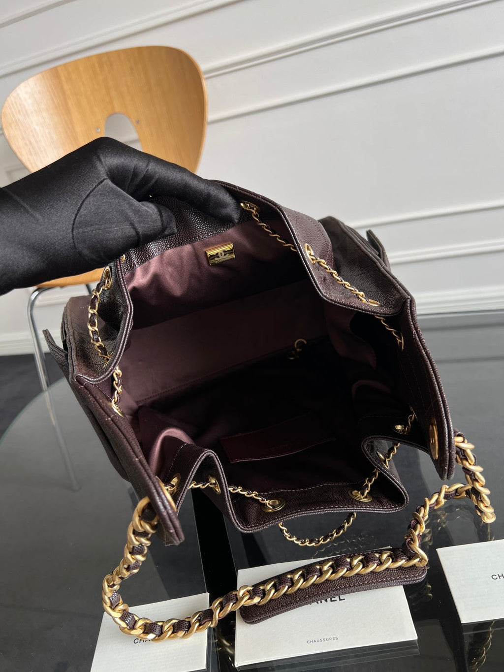 CHANEL 25S HOBO BAG 40 IN DARK EARTH BROWN CAVIAR WITH GOLD HARDWARE