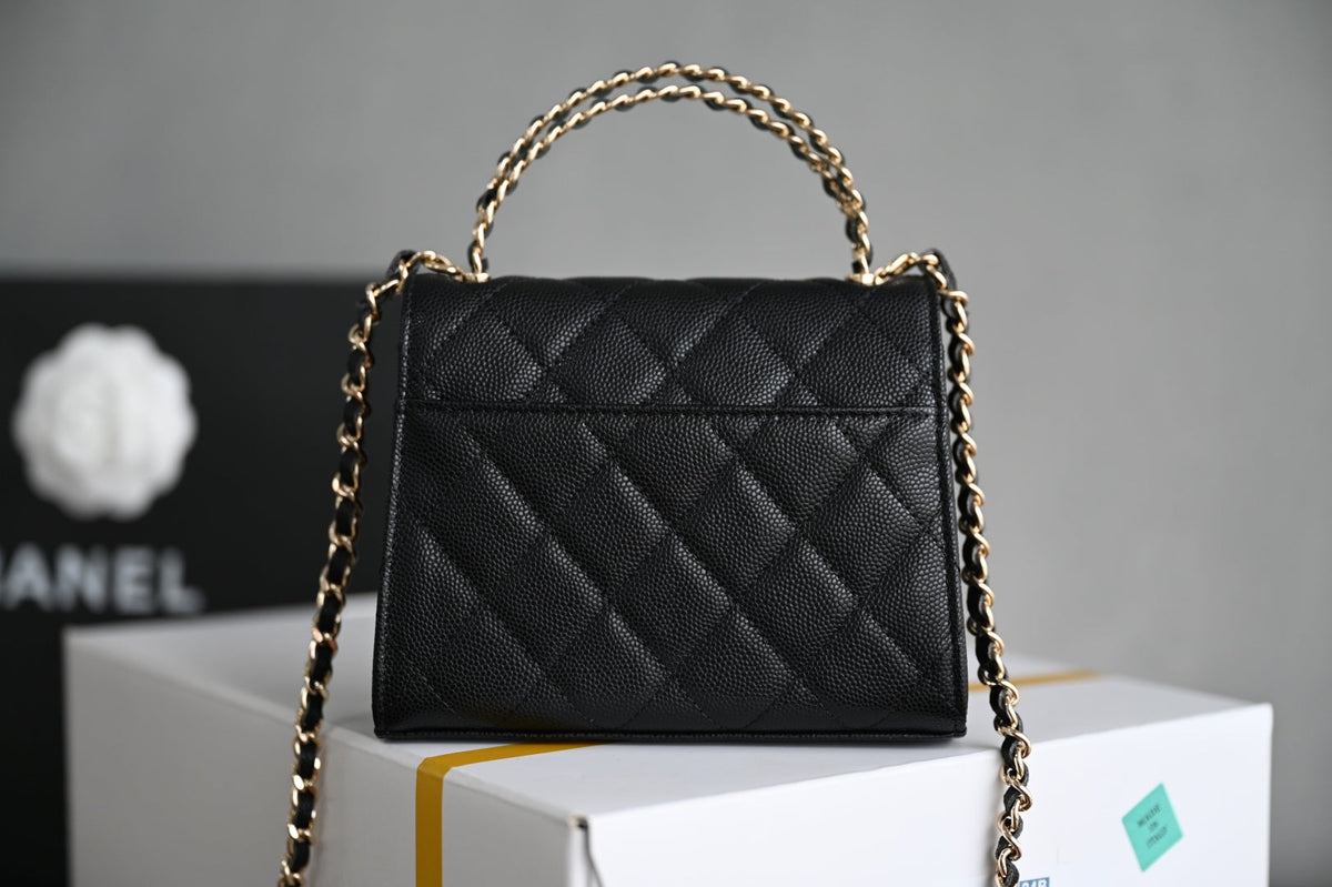 CHANEL 25S KELLY 14.5 CM IN BLACK LAMBSKIN
