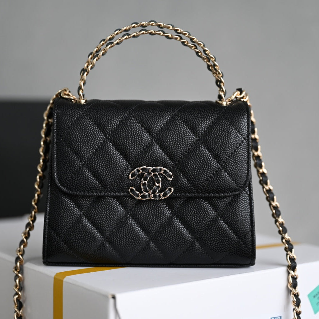 CHANEL 25S KELLY 14.5 CM IN BLACK LAMBSKIN