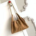 CHANEL 25S HOBO BAG 30 IN BROWN SUEDE WITH GOLD HARDWARE