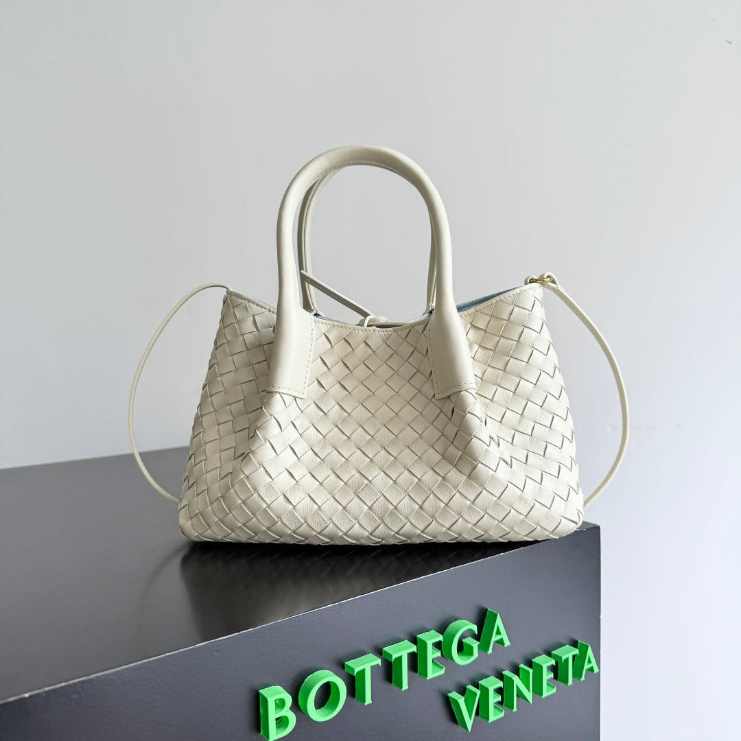 BOTTEGA VENETA 25S SMALL PINACOTECA REVERSIBLE BAG 24 IN IVORY CALFSKIN