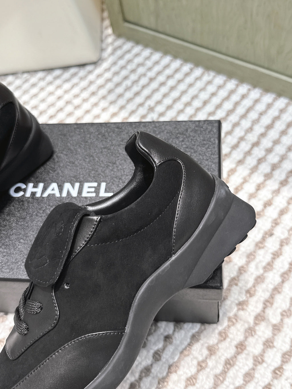CHANEL 25S SNEAKERS 35MM IN BLACK SUEDE WITH VELCRO STRAPS