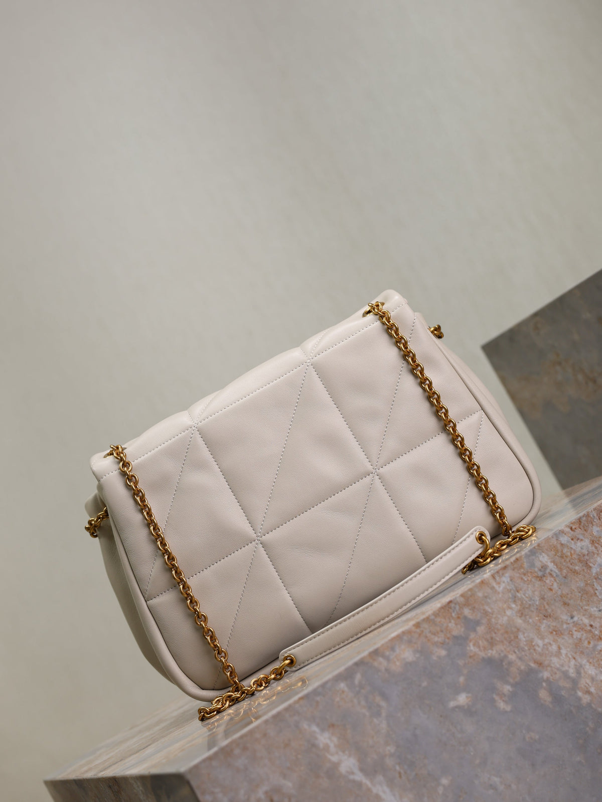 YSL 25S JAMIE 4.3 29 IN BLANC VINTAGE LAMBSKIN GOLD HARDWRE