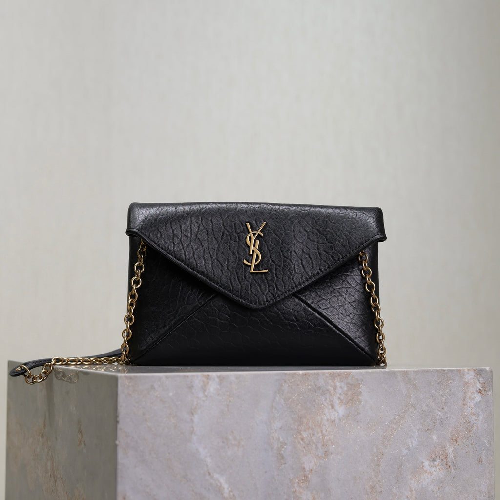 YSL 25S CALYPSO MINI 19 IN BLACK LAMBSKIN GOLD HARDWRE