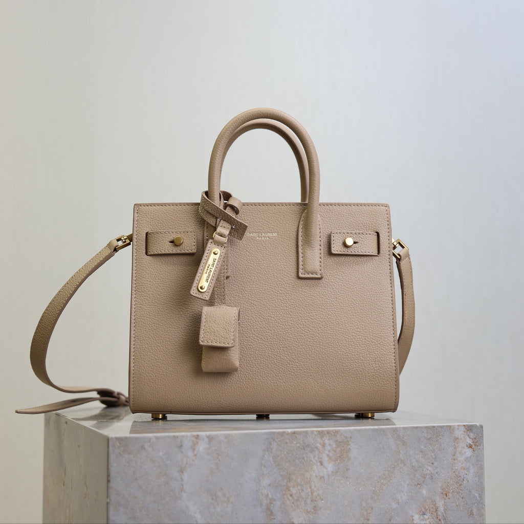 YSL 25S SAC DE JOUR 22 IN DARK BEIGE SUPPLE GRAINED CALFSKIN
