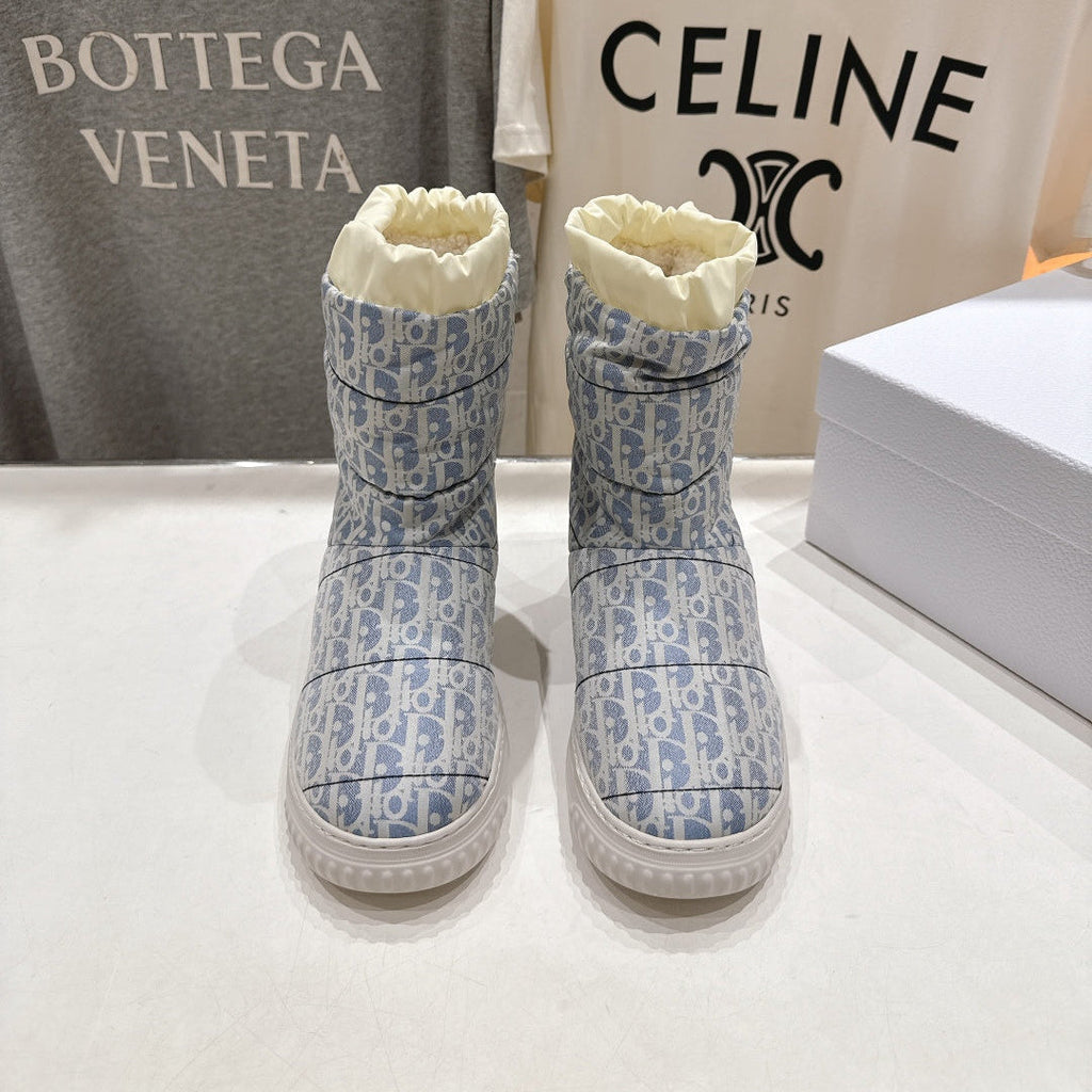 DIOR 25S ANKLE BOOTS IN BLUE FEATHER