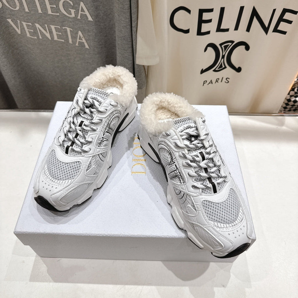DIOR CHRONO SNEAKER 25S IN WHITE LAMBSKIN AND MESH FABRIC STYLE 7