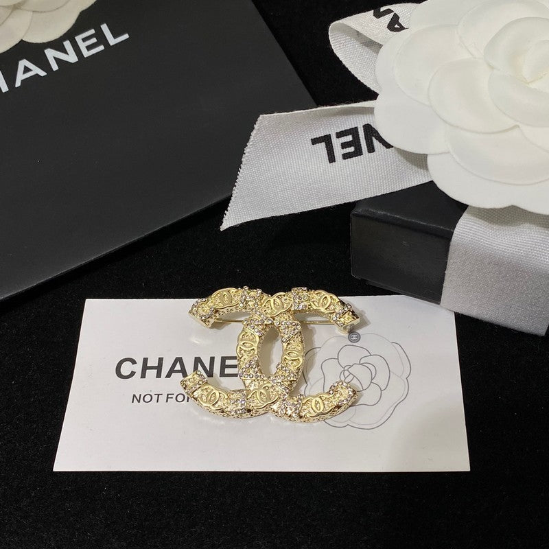 18K  Chanel Diamond Gold Brooch