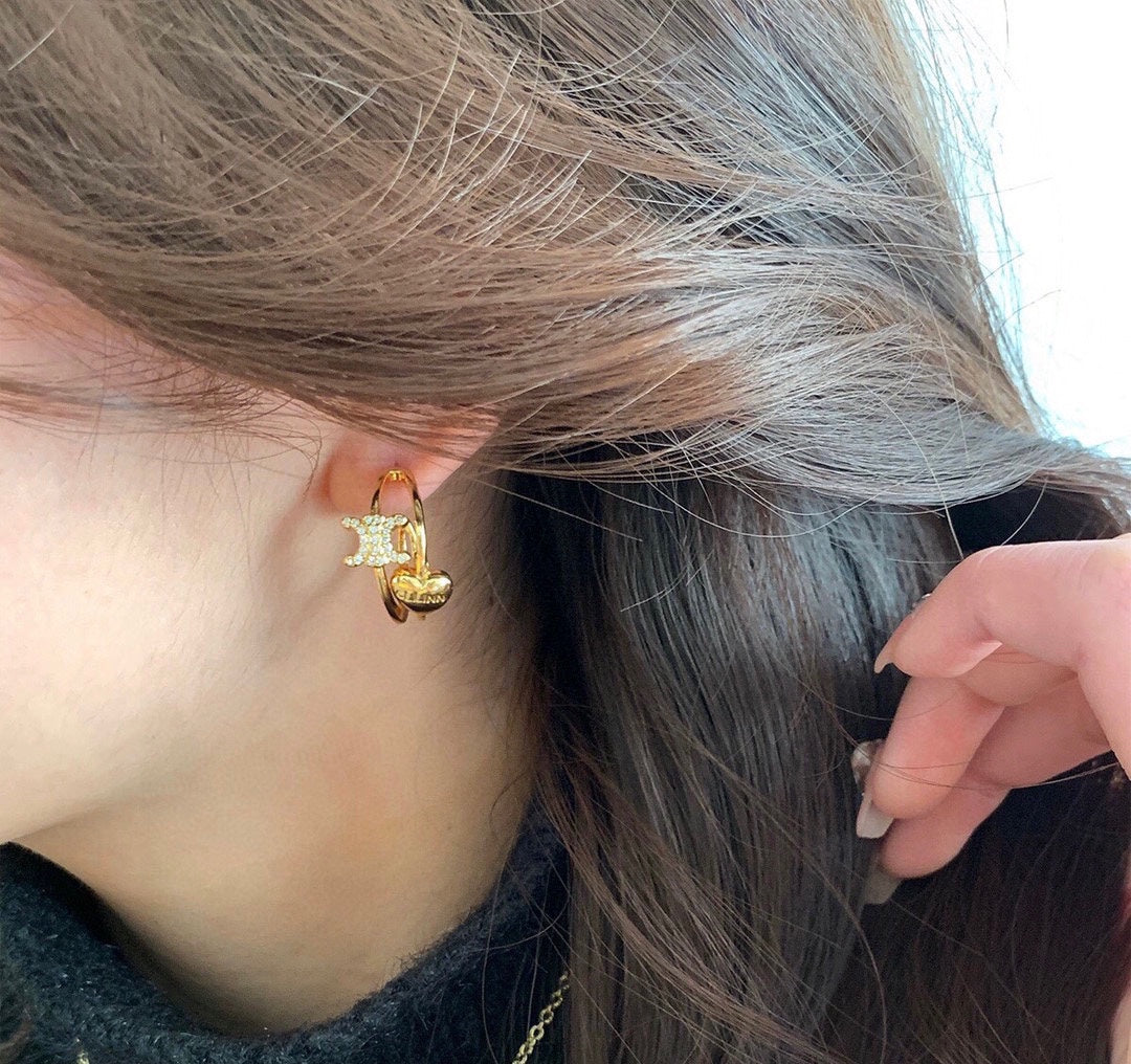 18K Celine Heart Earrings