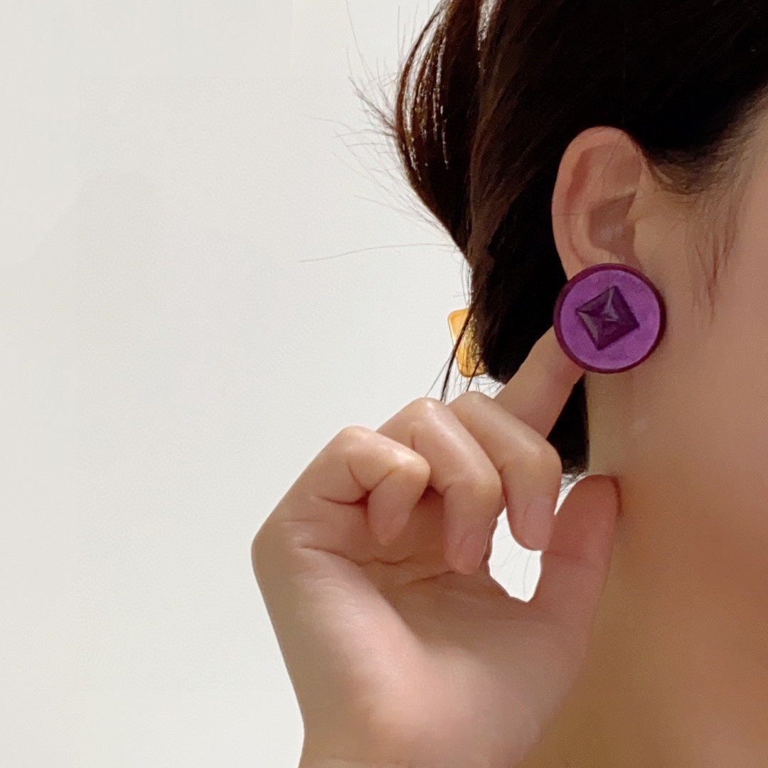 18K Vintage  Chanel Purple Earrings