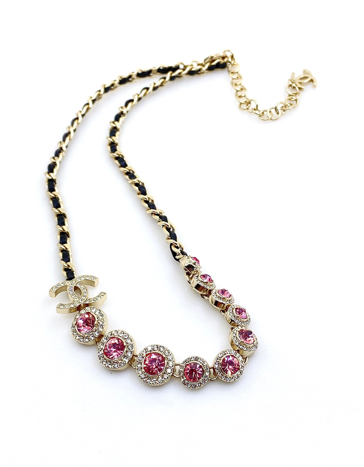 18K  Chanel Leather Choker Necklace