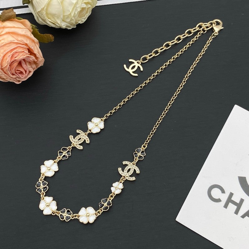 18K  Chanel Black & White Camellia Necklace