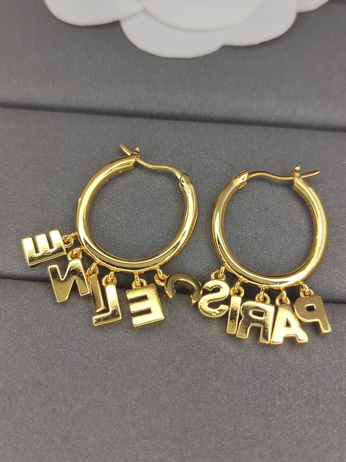 18K Celine Script Diamonds Earrings