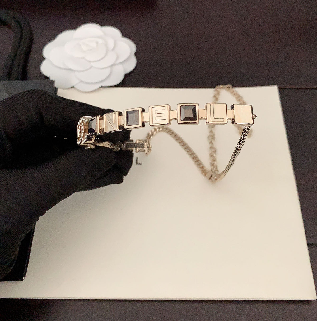 18K  Chanel Gray Crystals Necklace