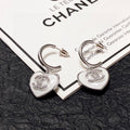 18K  Chanel White Heart Earrings