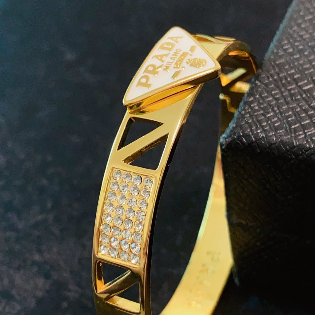 18K Prada Triangle Diamond Bracelet
