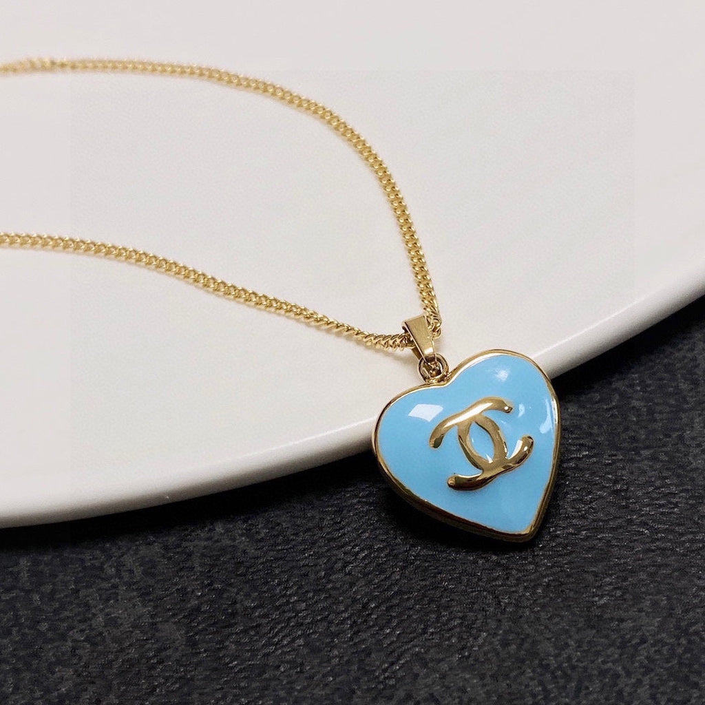 18K  Chanel Blue Heart Necklace