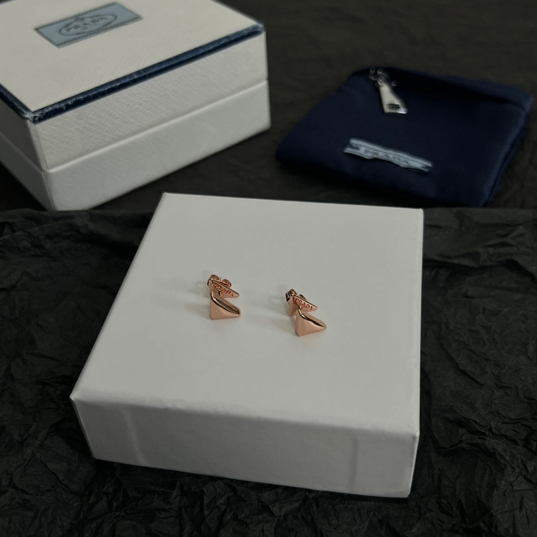 18K Prada Triangle Earrings