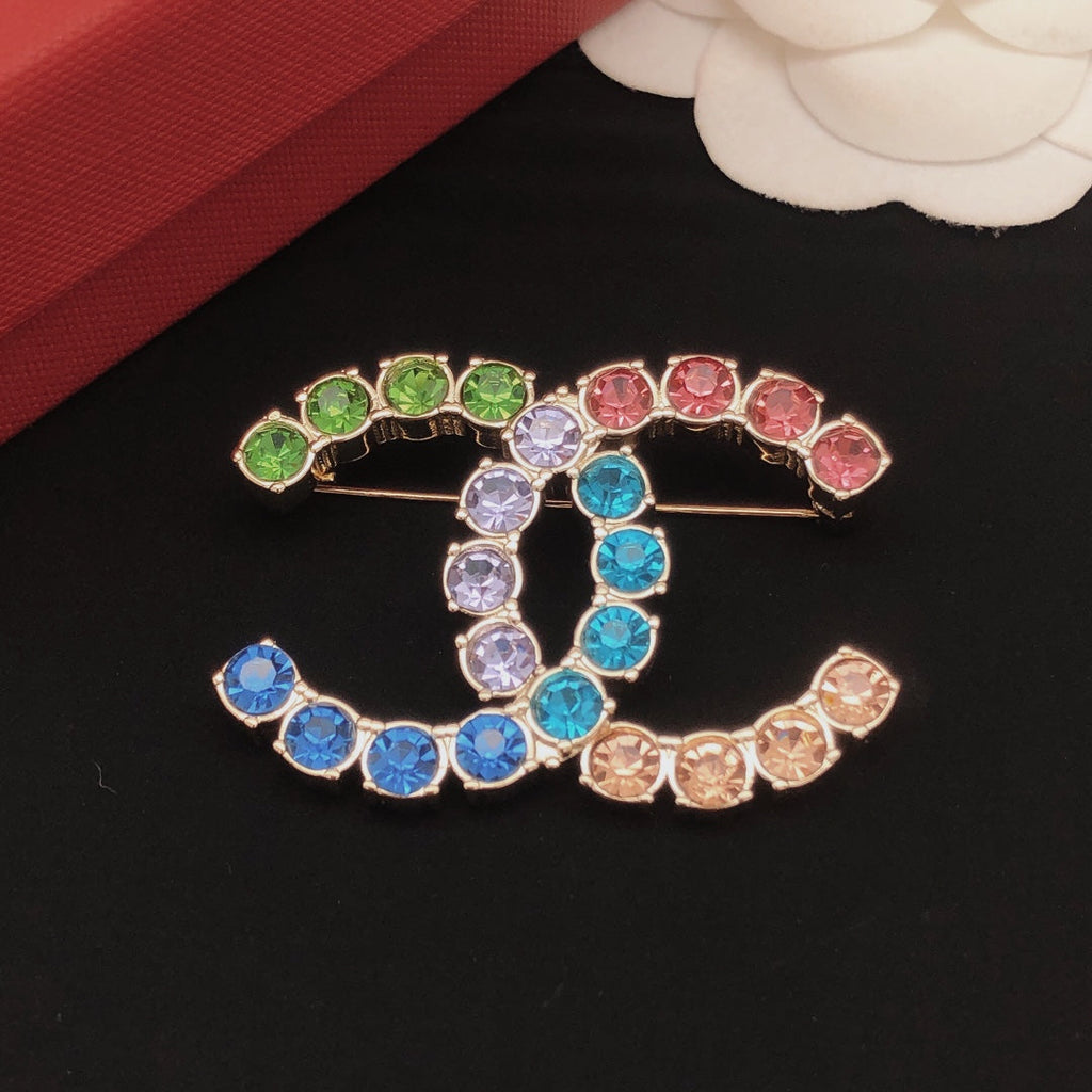 18K  Chanel Color Crystals Brooch