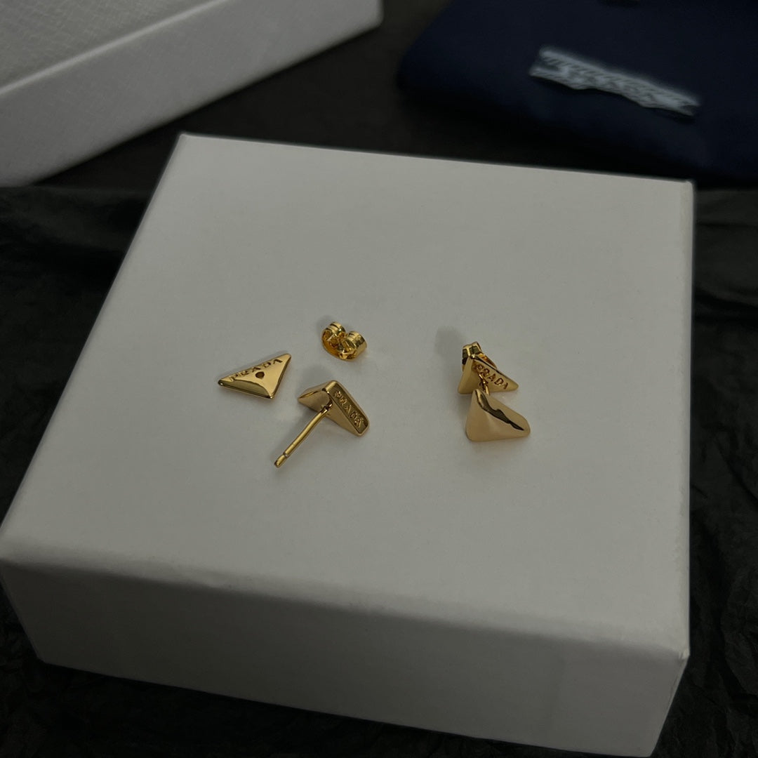 18K Prada Triangle Earrings