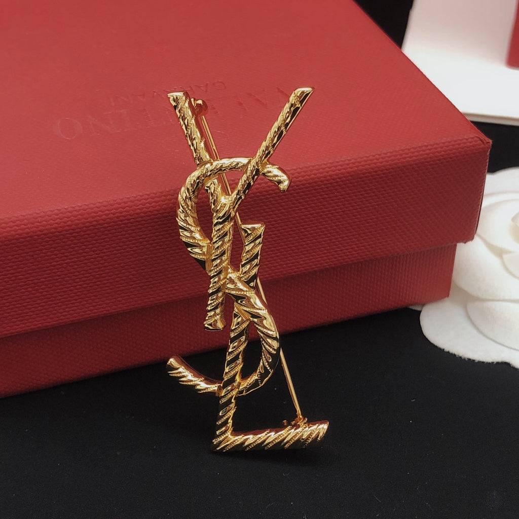 18K YSL Gold Brooch