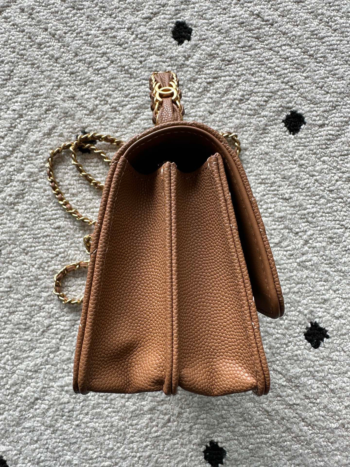 CHANEL 25S CLASSIC WALLET ON CHAIN 19 IN BROWN LAMBSKIN WITH GOLD HARDWARE