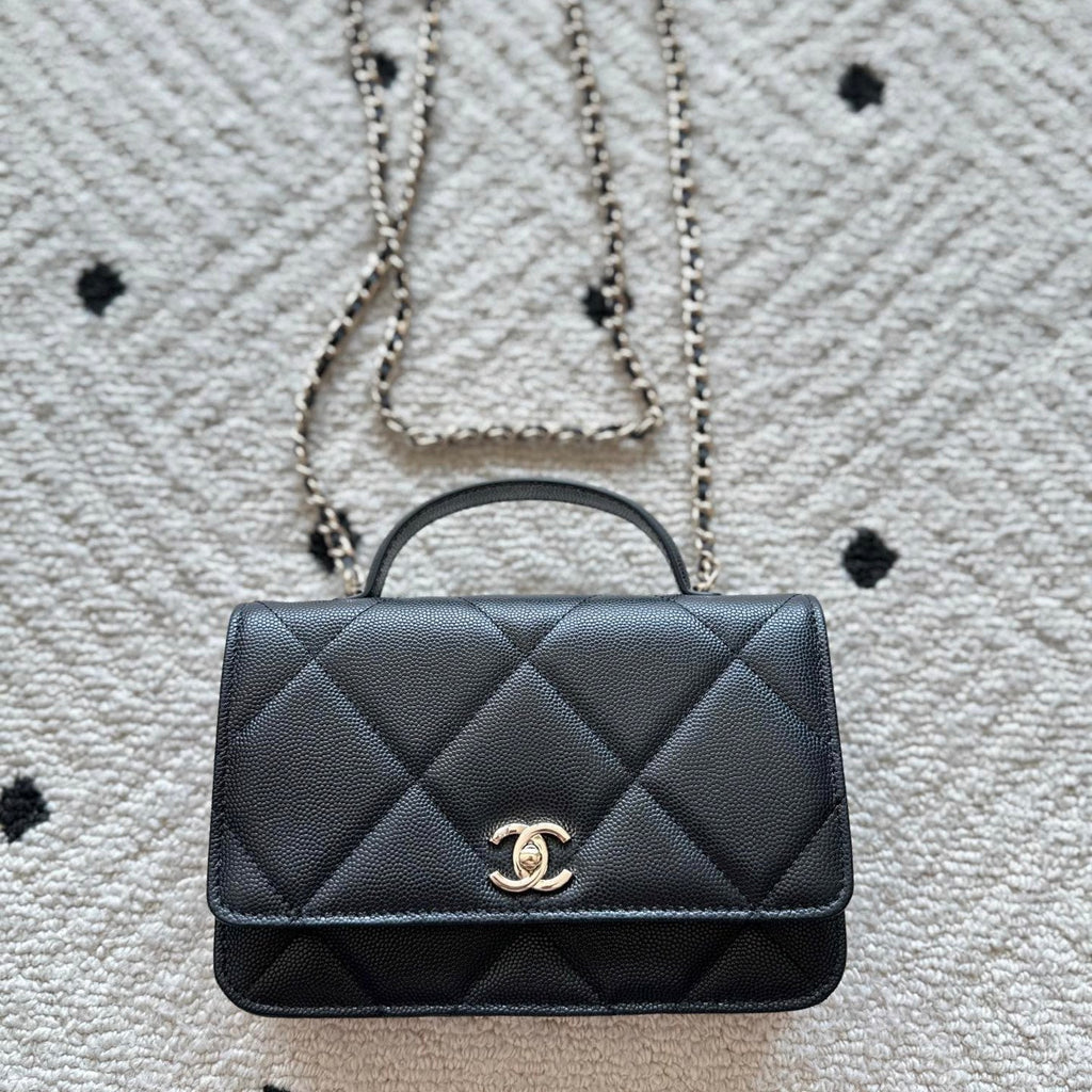 CHANEL 25S MINI FLAP BAG 19 IN BLACK CAVIAR LEATHER