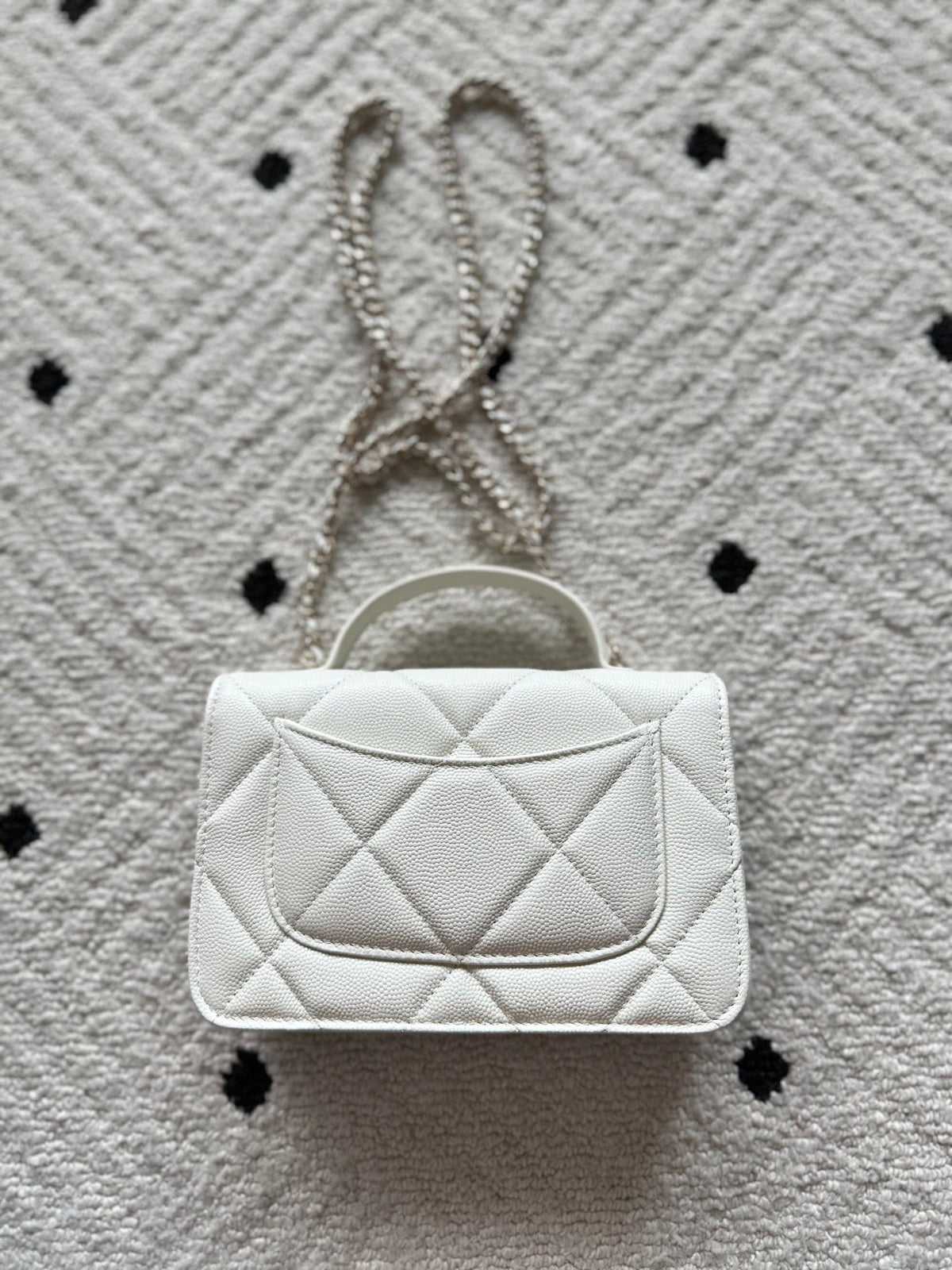 CHANEL 25S MINI FLAP BAG 19 IN WHITE CAVIAR LEATHER