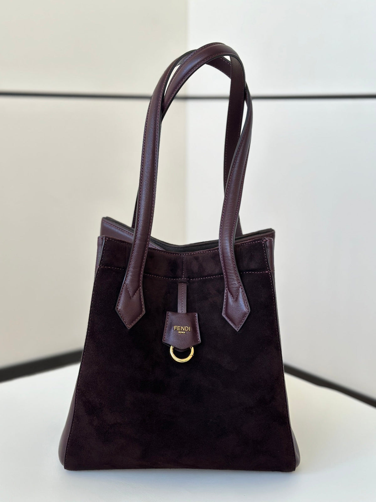 ORIGAMI MEDIUM 27 IN WINE RED LAMBSKIN AND SUEDE