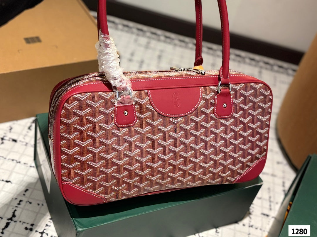 SAINT MARTIN BAG 35 IN BURGUNDY RED GOYARDINE CANVAS AND CALFSKIN