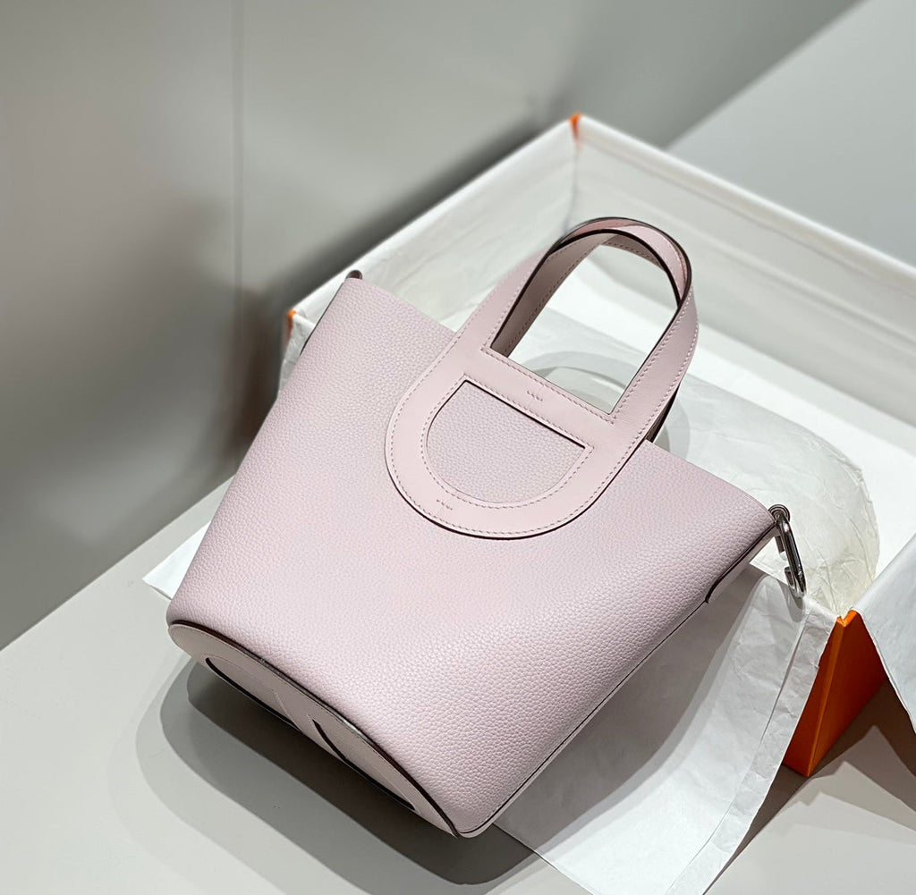 HERMES 25S IN THE LOOP 18 IN LIGHT PINK CALFSKIN SILVER HARDWARE