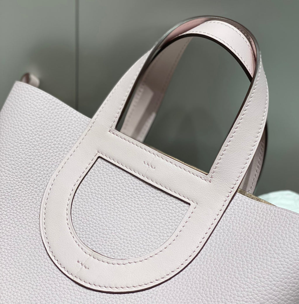 HERMES 25S IN THE LOOP 18 IN LIGHT PINK CALFSKIN SILVER HARDWARE